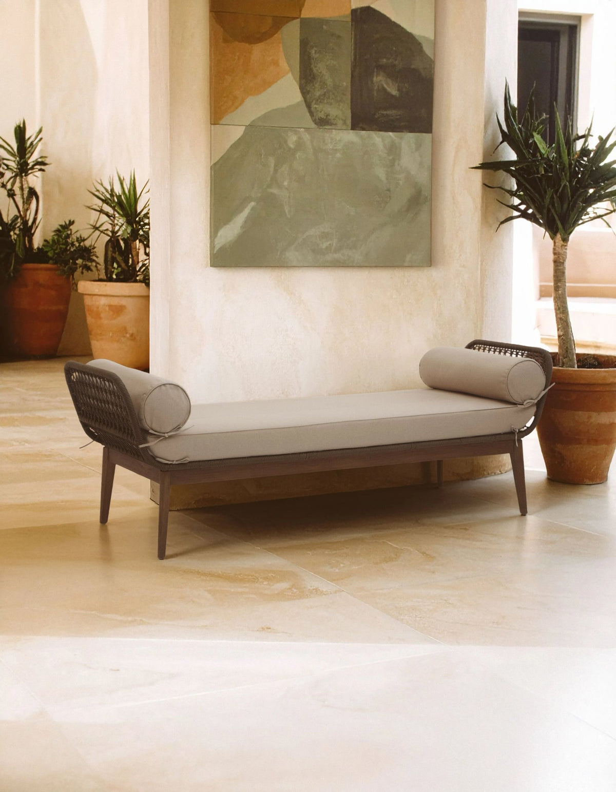 Masterpiece Rope Woven Longue Bench with Cushions