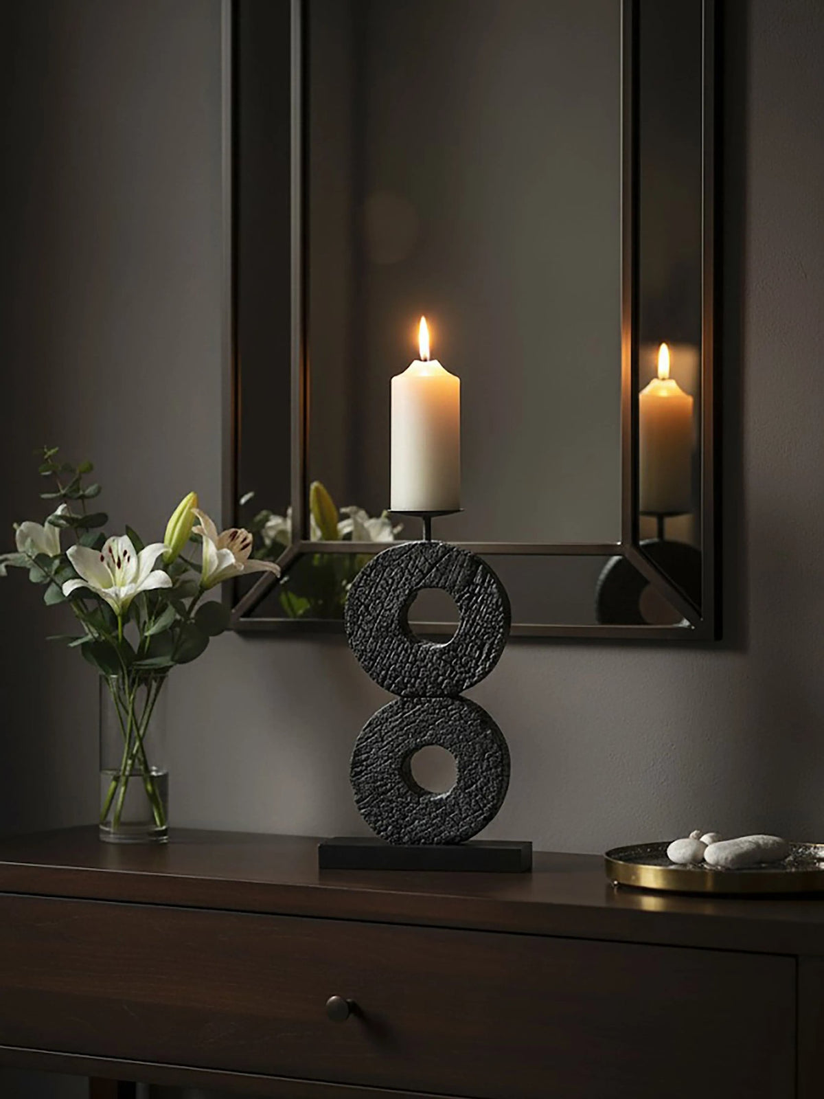 Vanguard Large Charred Black Mango Wood Log Candle Holder