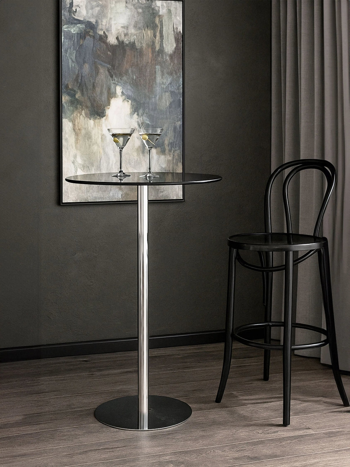 Adair Black Tempered Glass Bar Table