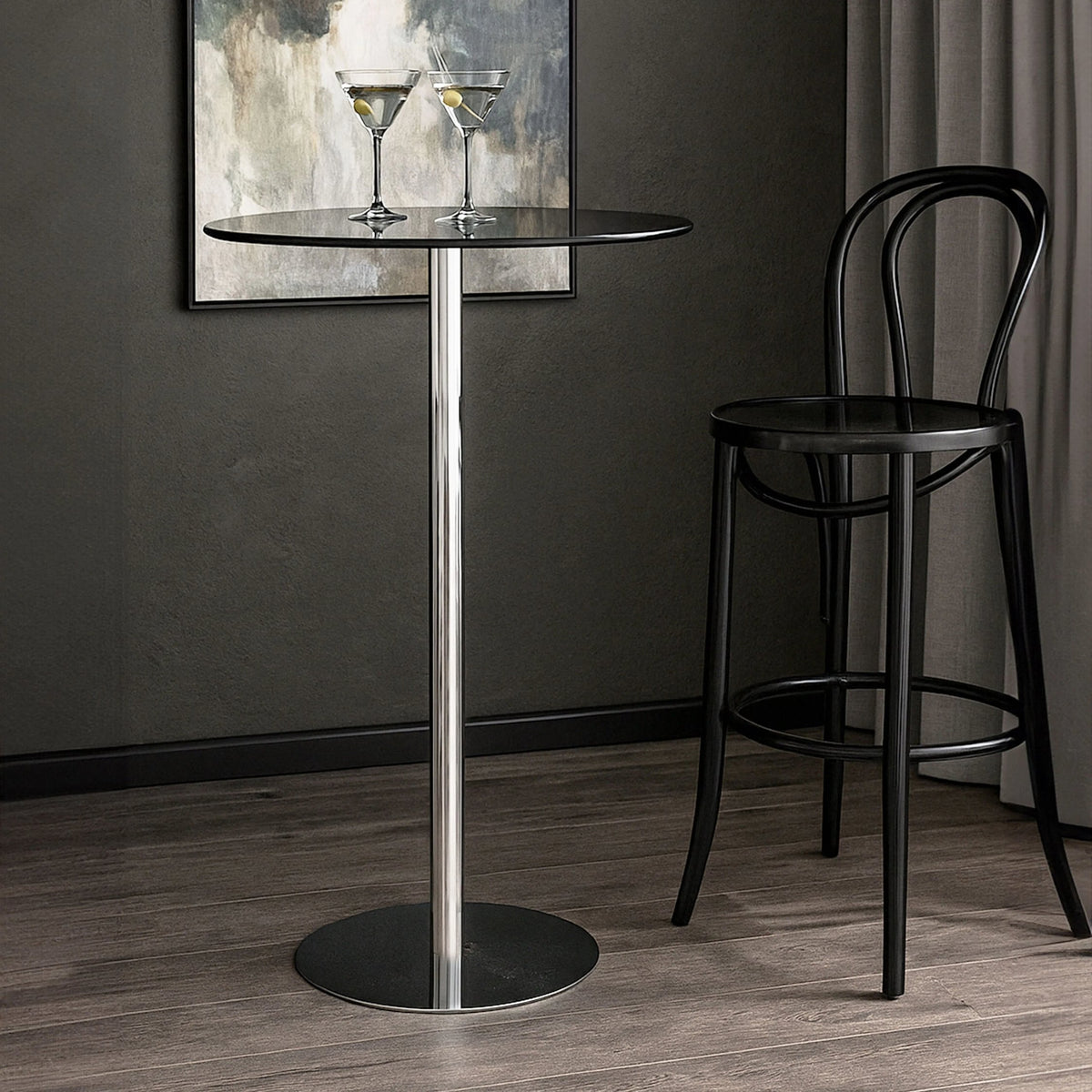 Adair Black Tempered Glass Bar Table