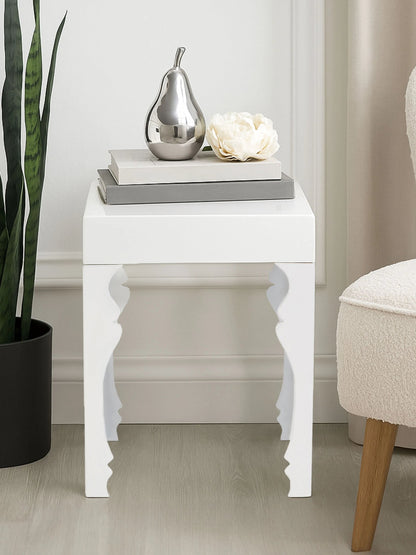 Lacquerre White High Gloss Side Table