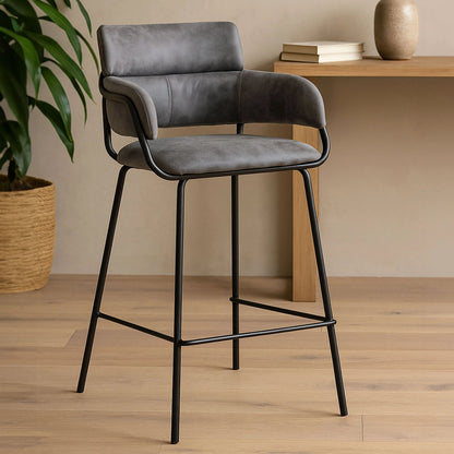 Tamsworth Grey Faux Leather Bar Chair