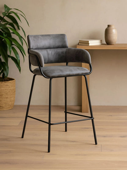 Tamsworth Grey Faux Leather Bar Chair