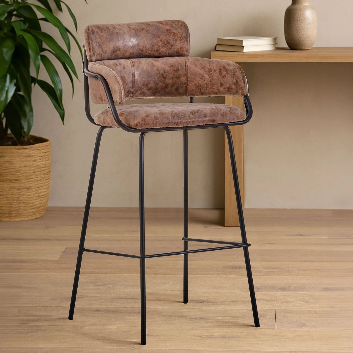 Tamsworth Brown Faux Leather Bar Chair