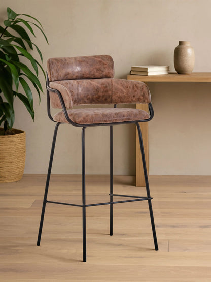 Tamsworth Brown Faux Leather Bar Chair