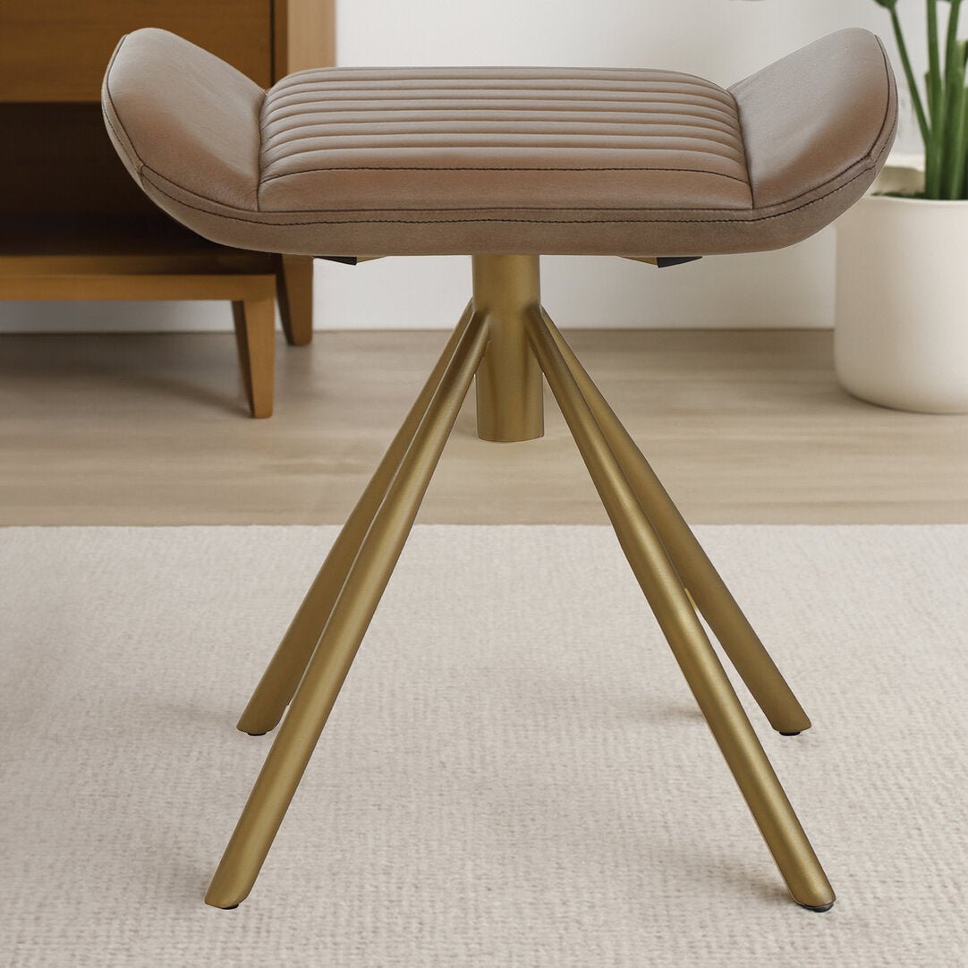 Dakota Grey Leather Footstool