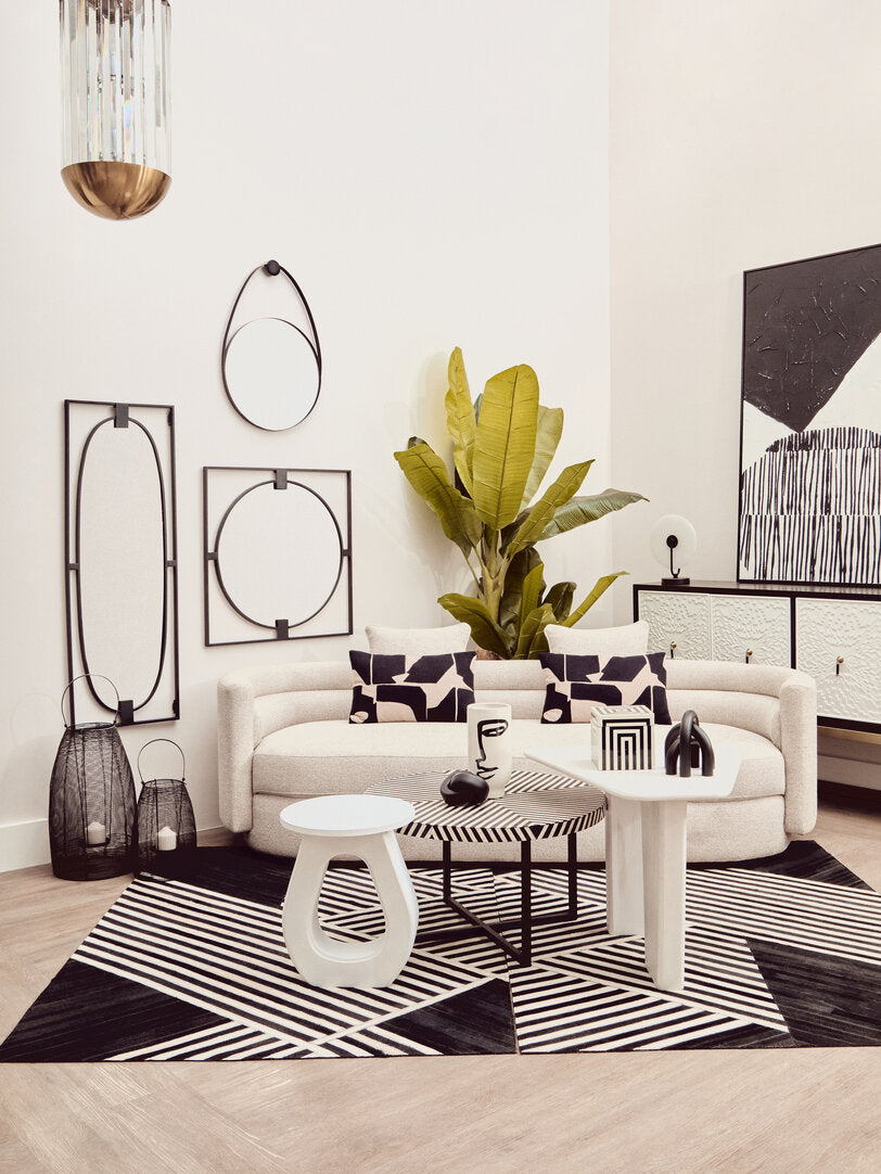 Alpine Black Frame Hanging Loop Wall Mirror