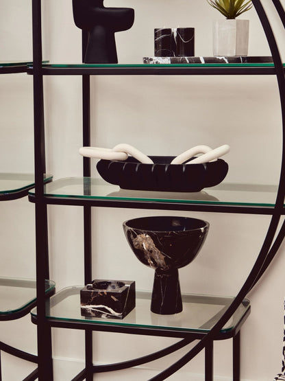 Obsidelle Set Of Three Black Marble Tealight Holders