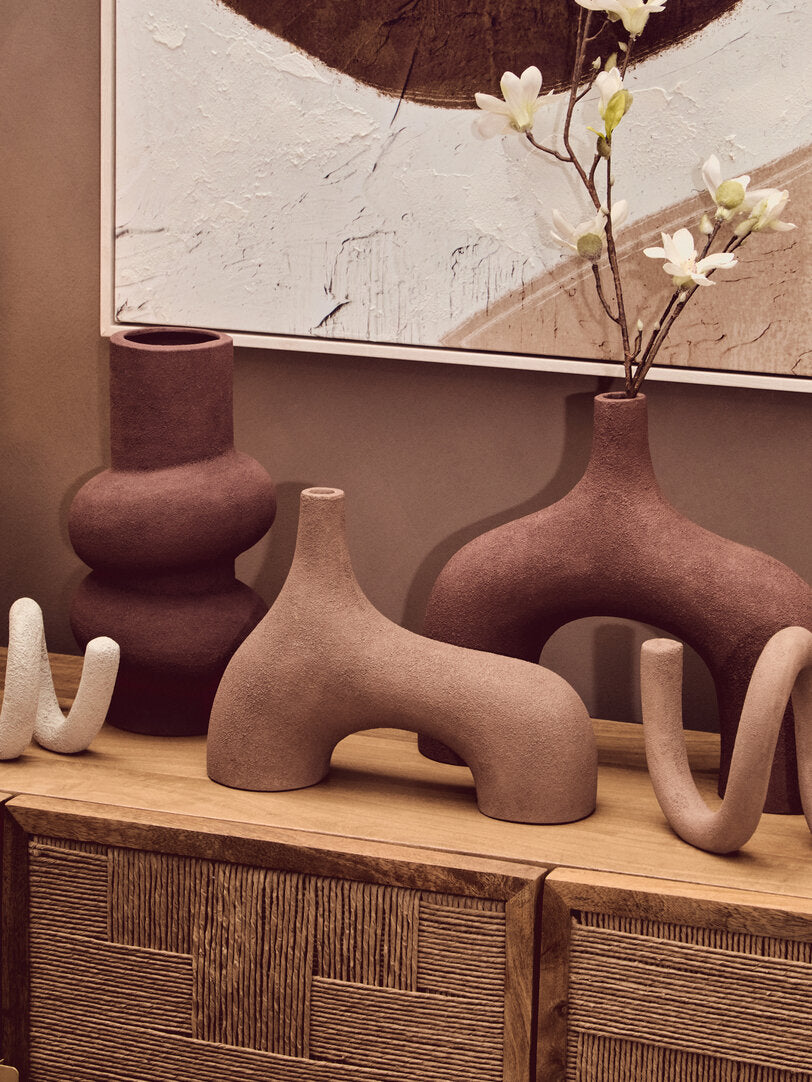 Sahara Small Textured Beige Abstract Vase