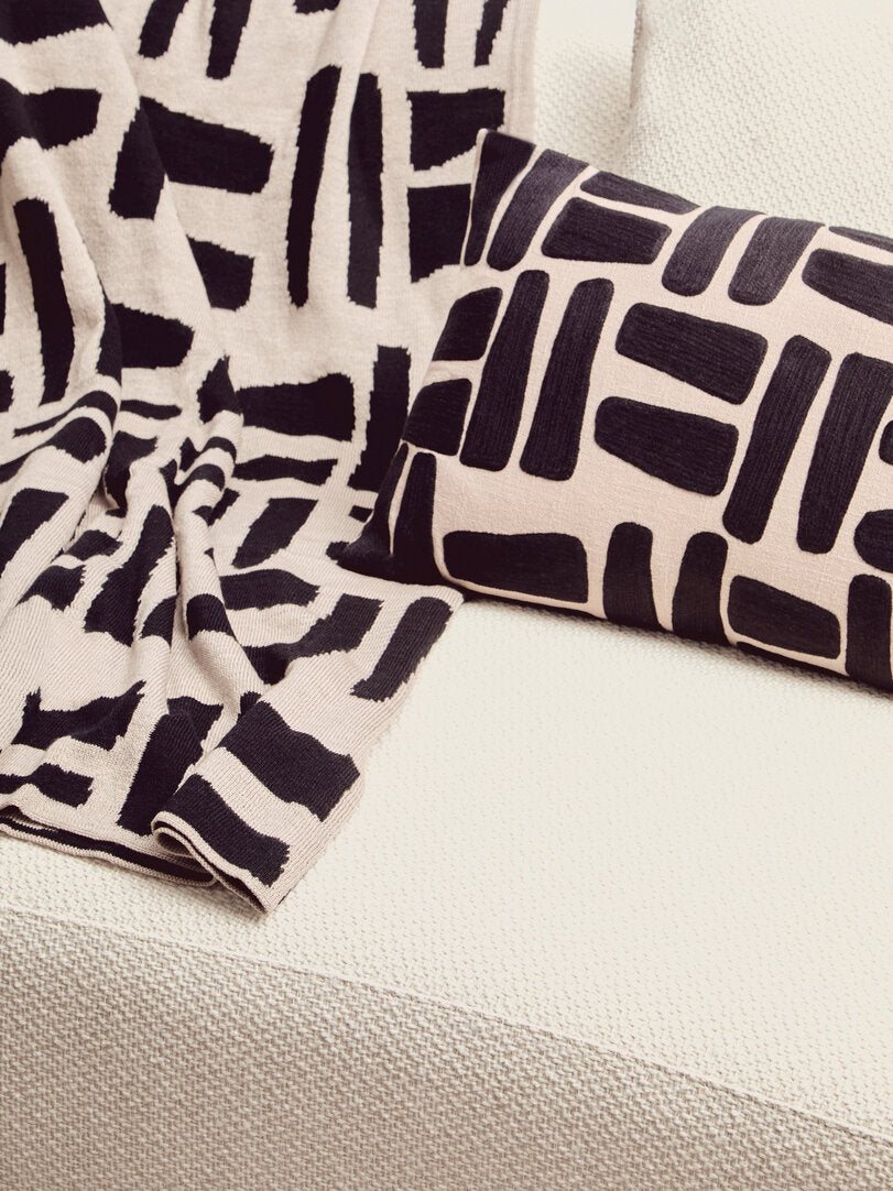 Zola Natural And Black Rectangular Cushion