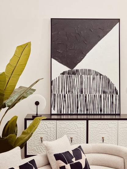 Modernist Black and White Abstract Hand Painted Wall Art