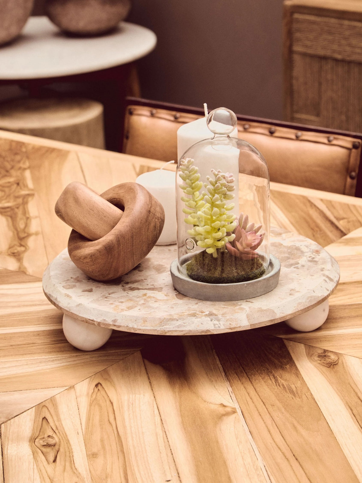 Sumatra Natural Teak Wood Rectangular Dining Table with Gold Frame