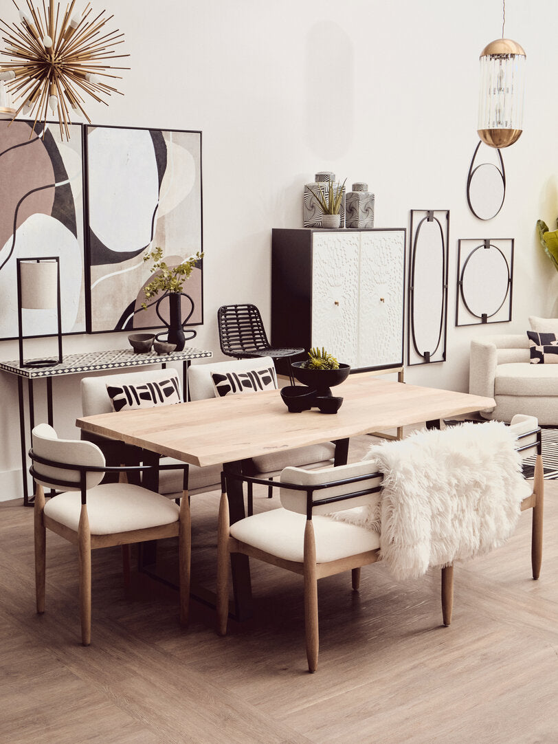 Uno Mango Wood Live Edge Black Metal legs Dining Table