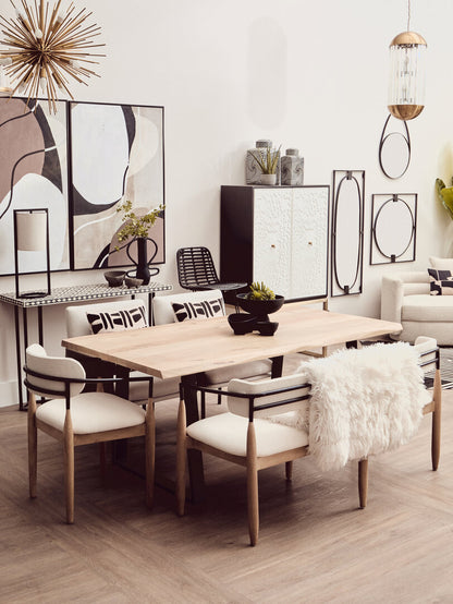 Uno Mango Wood Live Edge Black Metal legs Dining Table