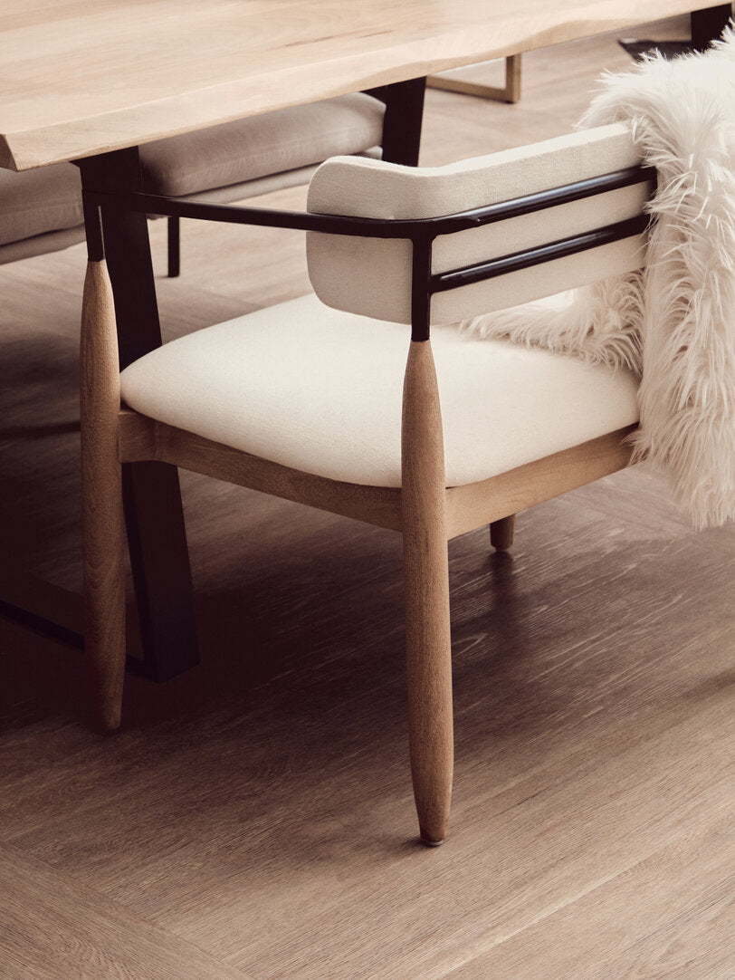 Uno Mango Wood Live Edge Black Metal legs Dining Table