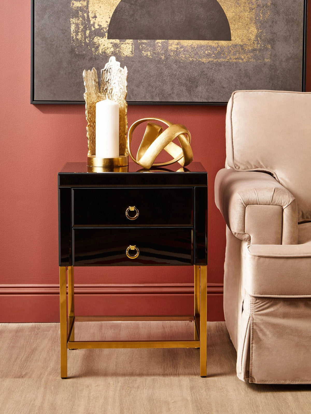 Chelsea Townhouse Black 2 Drawer Side Table