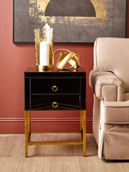 Chelsea Townhouse Black 2 Drawer Side Table