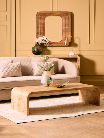 Sequoia Burl Wood Design Curved Coffee Table