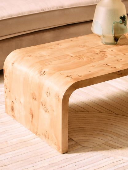 Sequoia Burl Wood Design Curved Coffee Table