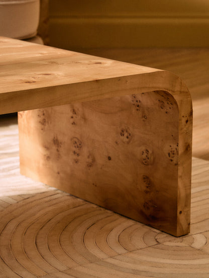 Sequoia Burl Wood Design Curved Coffee Table