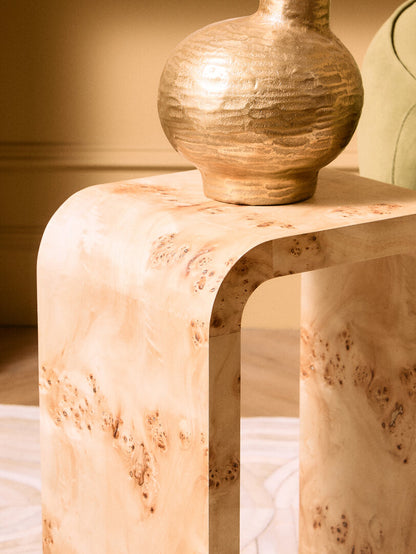 Sequoia Burl Wood Design Curved Side Table