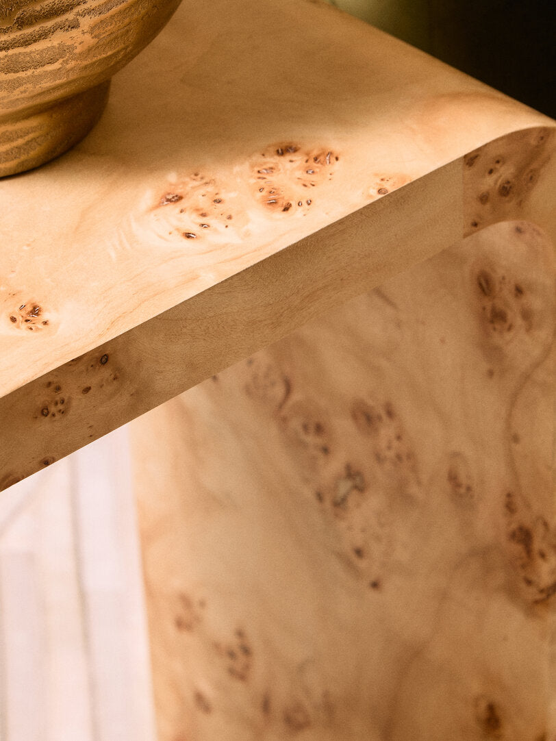 Sequoia Burl Wood Design Curved Side Table