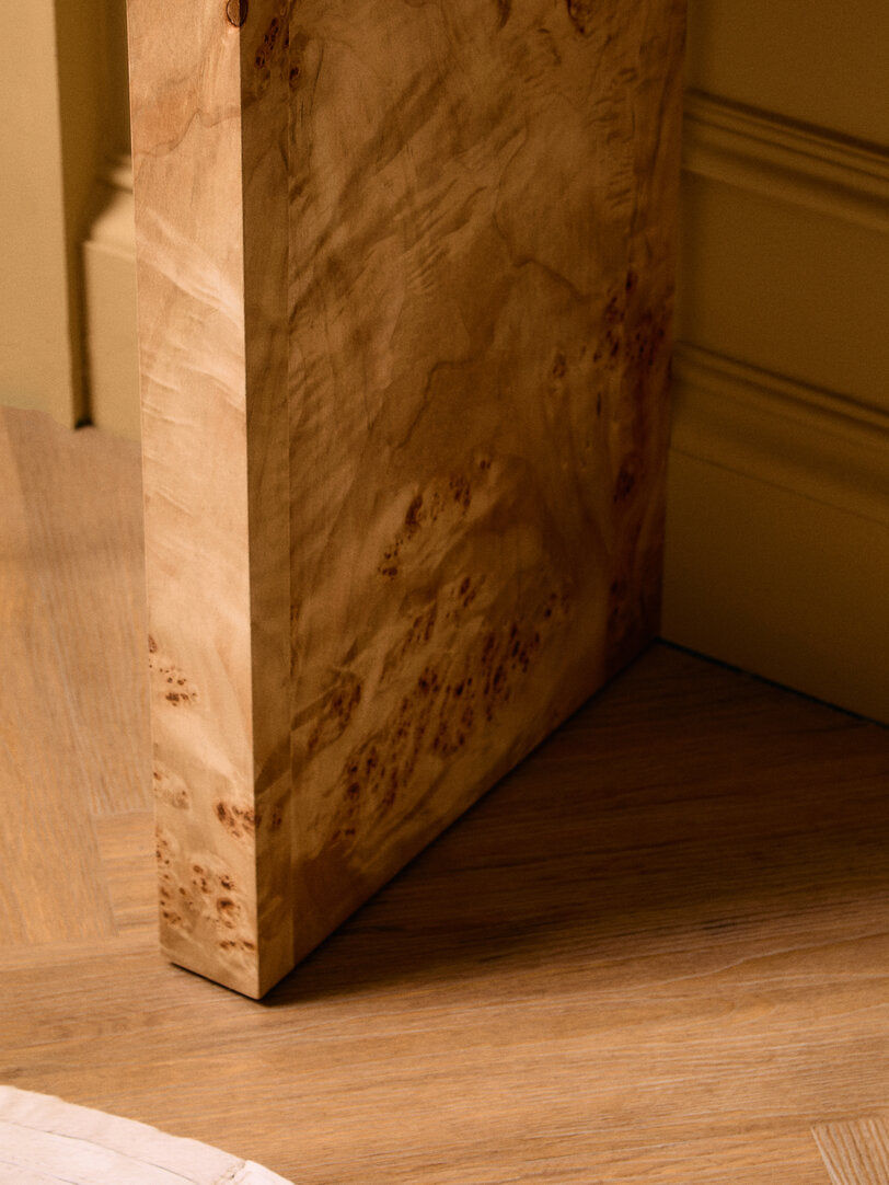 Sequoia Burl Wood Design Curved Console Table