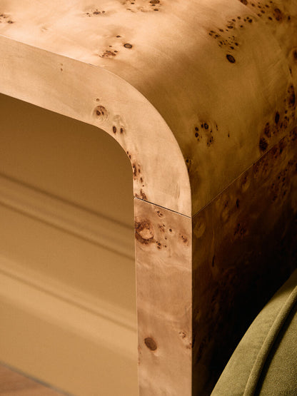 Sequoia Burl Wood Design Curved Console Table