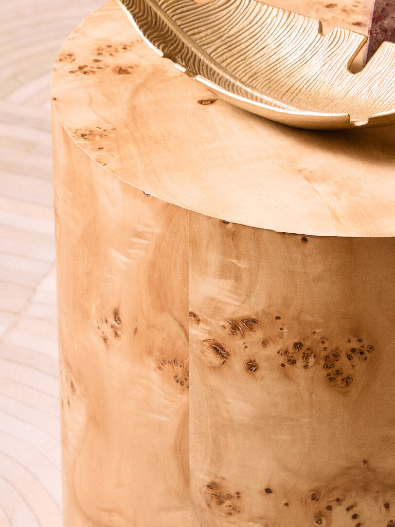 Sequoia Burl Wood Design Round Side Table
