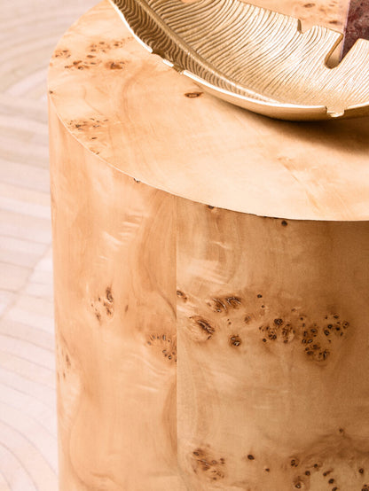 Sequoia Burl Wood Design Round Side Table