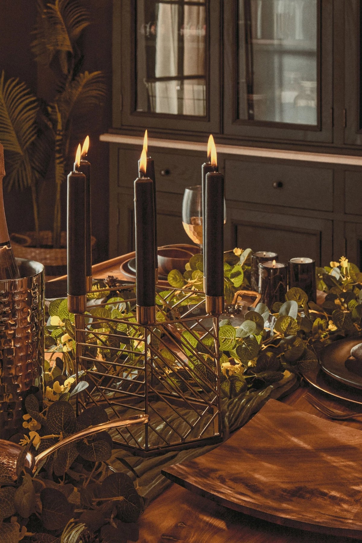Obsidelle Set Of Three Black Marble Tealight Holders