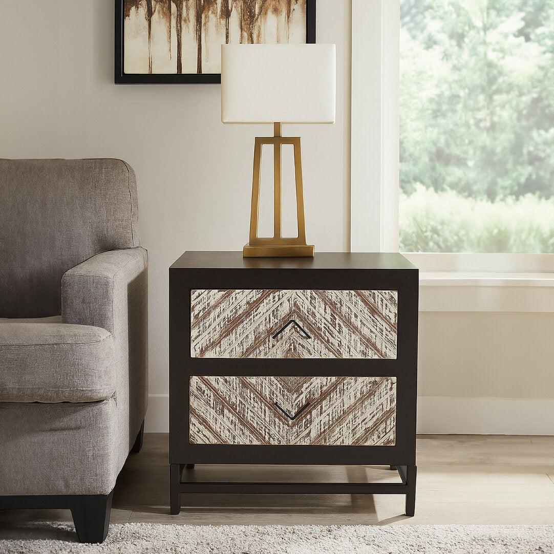 Gili Black 2 Drawer Bedside Table