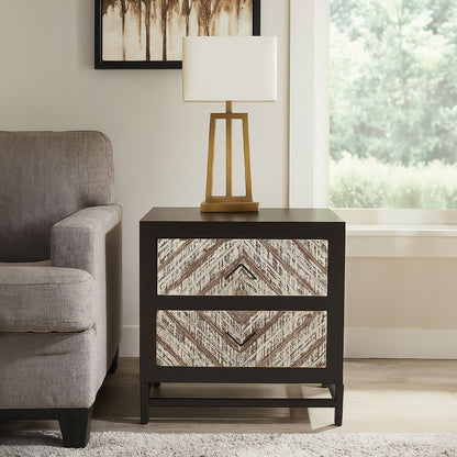Gili Black 2 Drawer Bedside Table