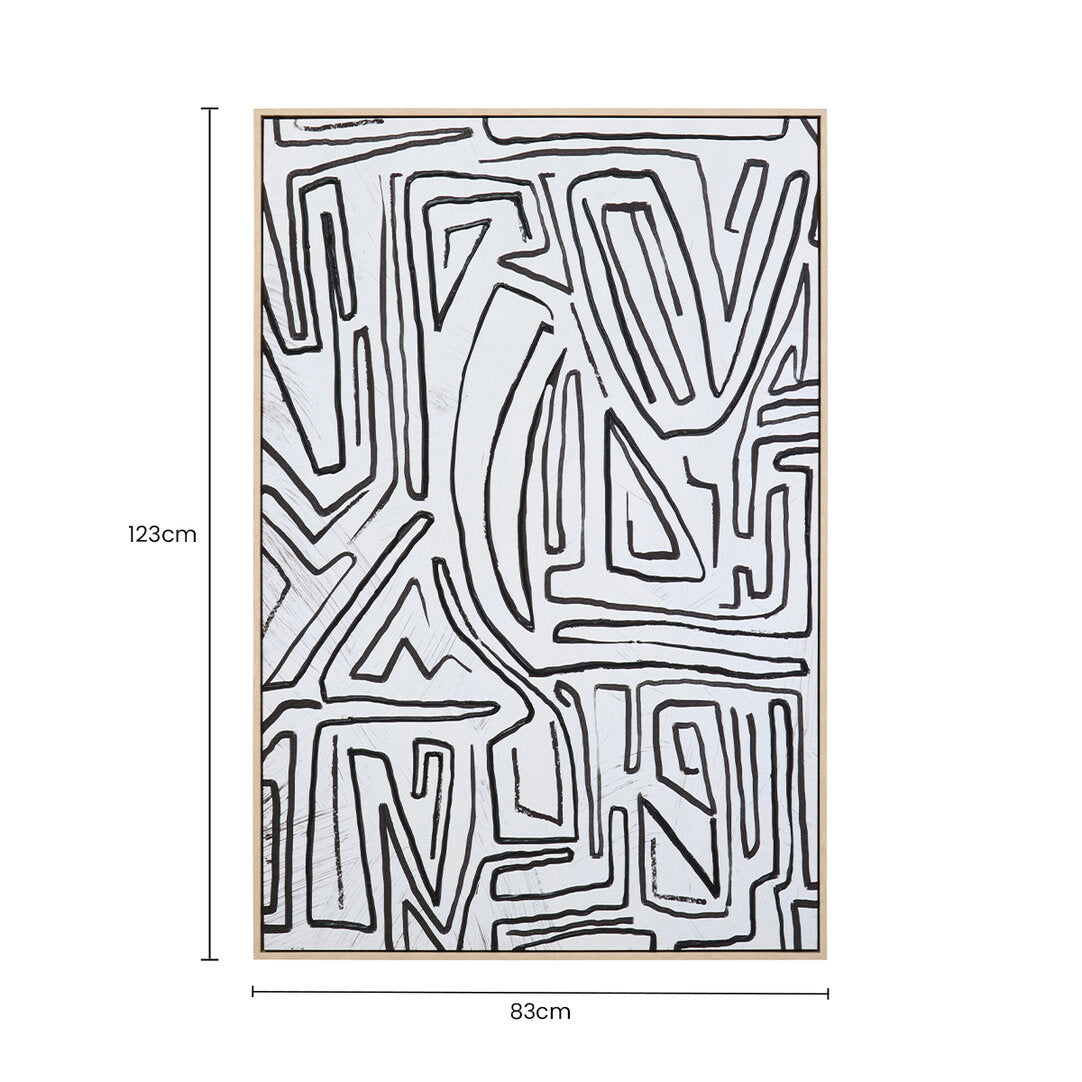 Modernist Abstract Black and Cream Textured Wall Art