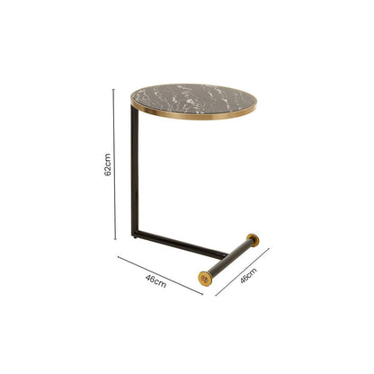 Lumina Black Glass and Marble Effect Side Table
