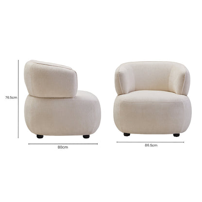 Ophelia Ivory Chenille Curved Chair