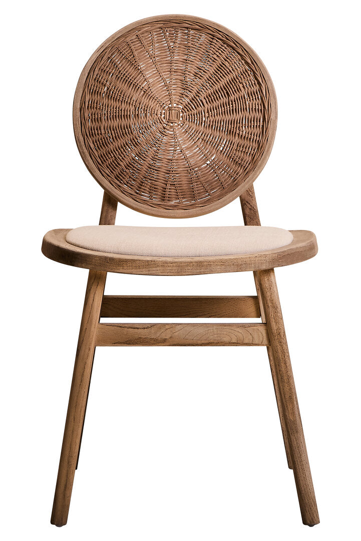 Pacific Beige Fabric and White Wash Elm Wood Dining Chair