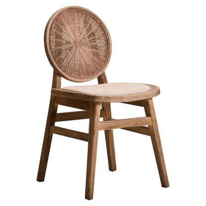 Pacific Beige Fabric and White Wash Elm Wood Dining Chair