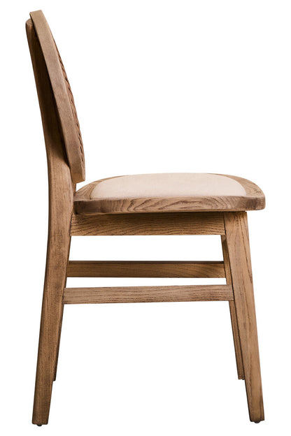 Pacific Beige Fabric and White Wash Elm Wood Dining Chair
