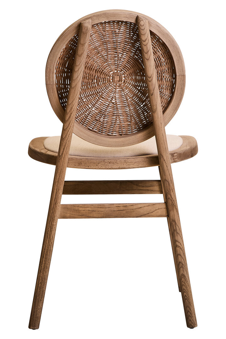 Pacific Beige Fabric and White Wash Elm Wood Dining Chair