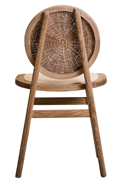 Pacific Beige Fabric and White Wash Elm Wood Dining Chair