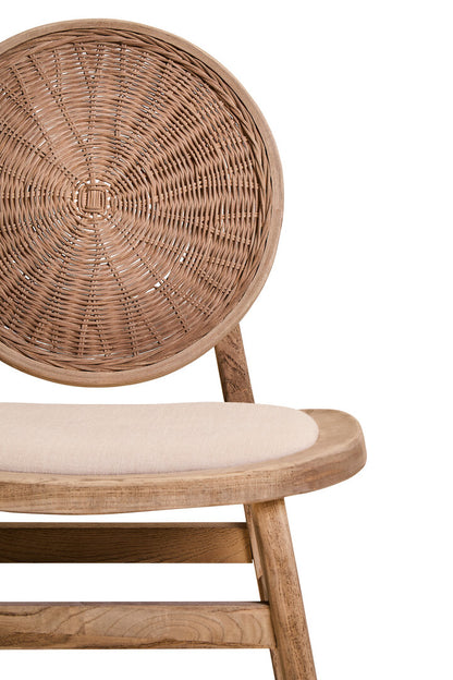 Pacific Beige Fabric and White Wash Elm Wood Dining Chair
