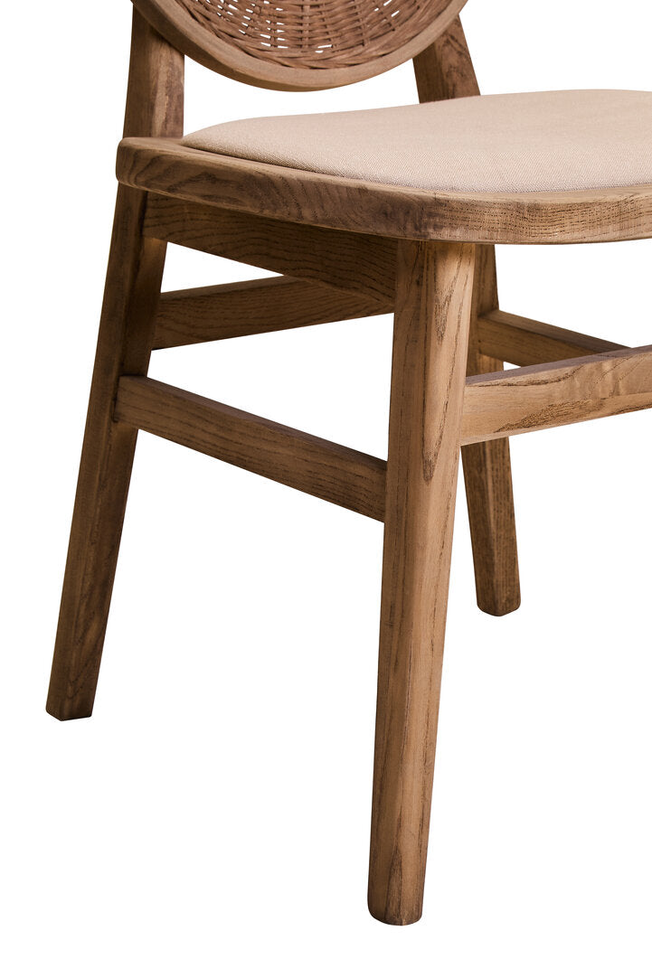 Pacific Beige Fabric and White Wash Elm Wood Dining Chair