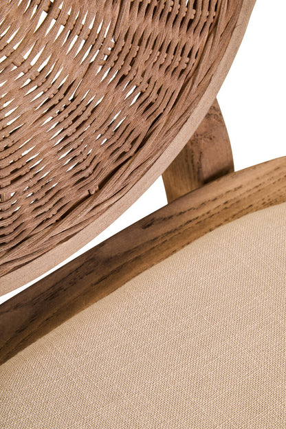 Pacific Beige Fabric and White Wash Elm Wood Dining Chair