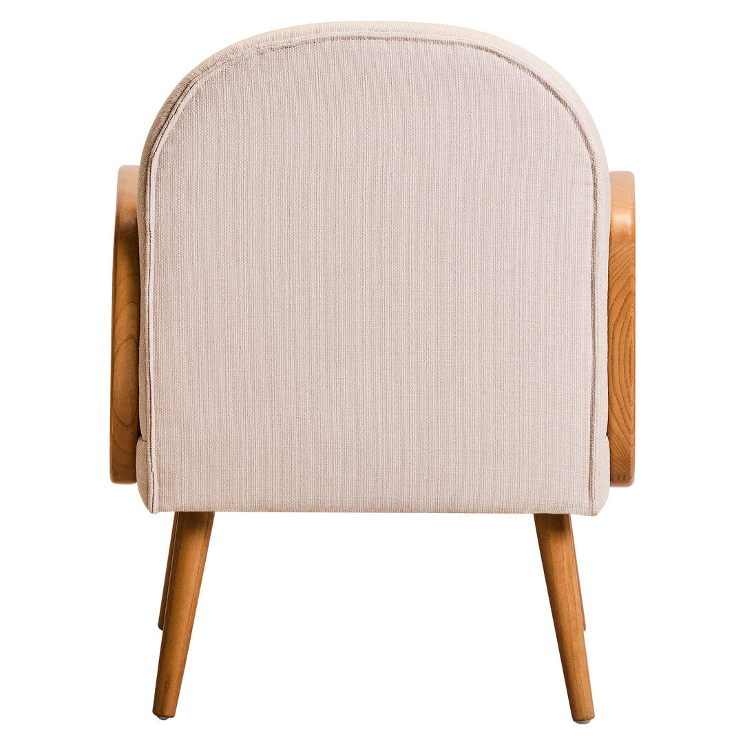 Pacific Ivory Fabric and Cane Chair with Elm Wood Legs