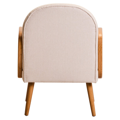 Pacific Ivory Fabric and Cane Chair with Elm Wood Legs