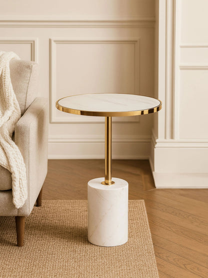 Lumina White Marble Round Side Table