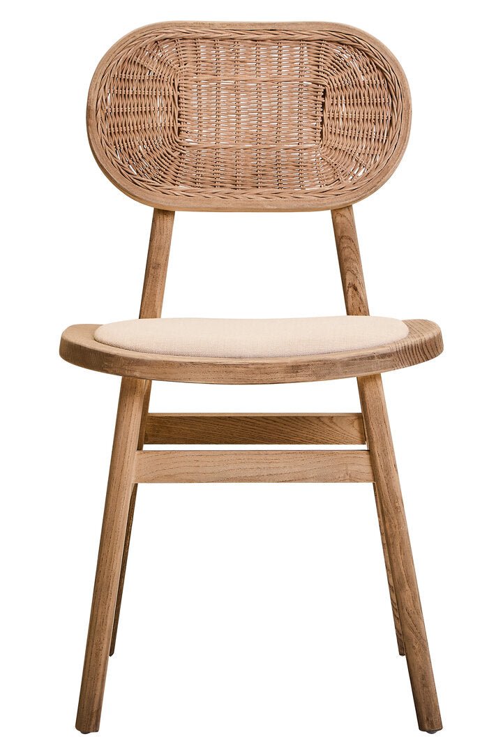 Pacific Beige Fabric and Grey Wash Elm Wood Dining Chair