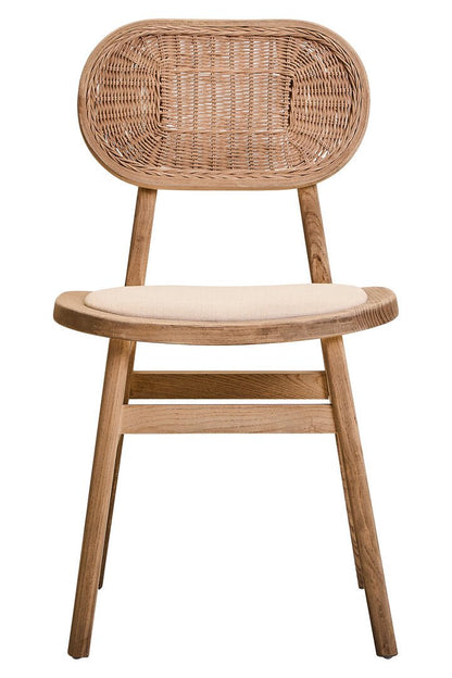 Pacific Beige Fabric and Grey Wash Elm Wood Dining Chair
