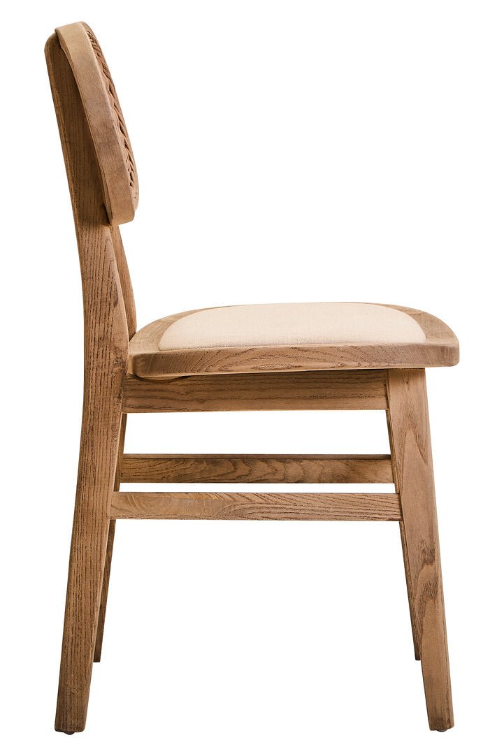 Pacific Beige Fabric and Grey Wash Elm Wood Dining Chair